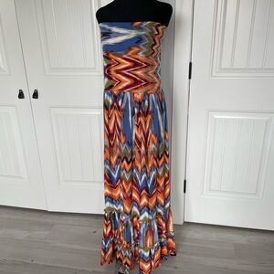 Multicolor Strapless Maxi Dress